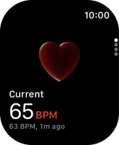 Your current heart rate is displayed below Current.