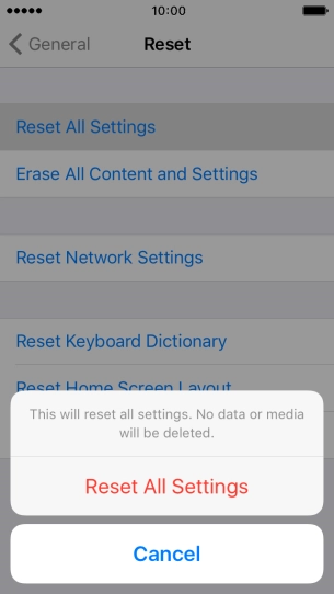 Press Reset All Settings.