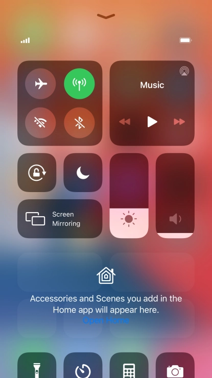 Press the flight mode icon to turn the function on or off.