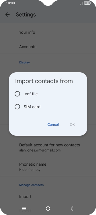 Press the name of the SIM.