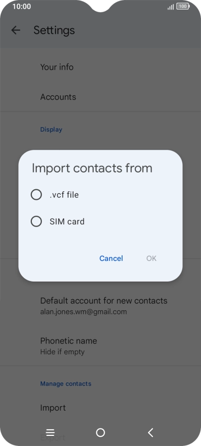 Press the name of the SIM.