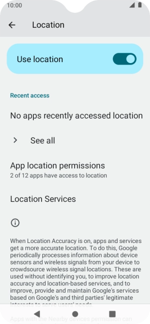 Press App location permissions.