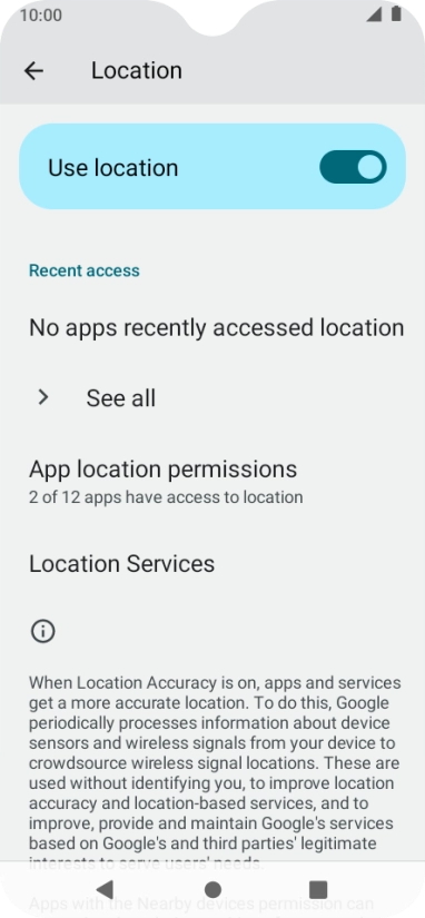 Press App location permissions.