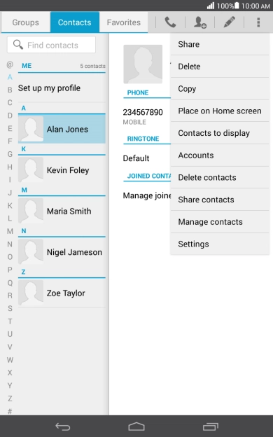 Press Manage contacts.