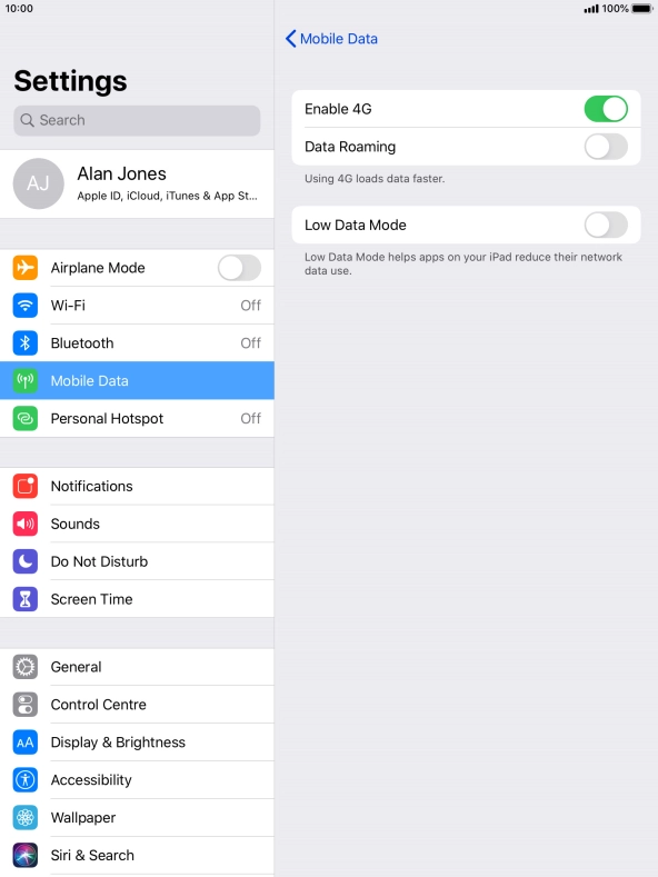 Press the indicator next to 