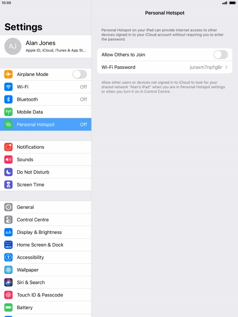Press Wi-Fi Password and key in the required password.