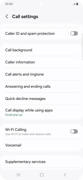 Press Supplementary services.