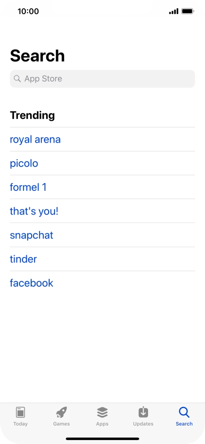 Press the search field and key in the name or subject of the required app.