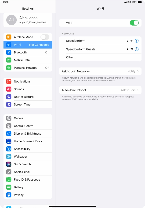 Press the required Wi-Fi network and key in the password for the Wi-Fi network.