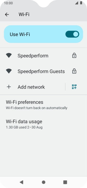 Press the required Wi-Fi network.