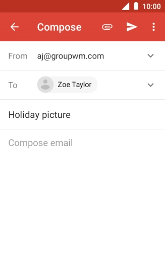 Press the text input field and write the text for your email message.