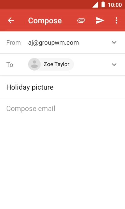 Press the text input field and write the text for your email message.