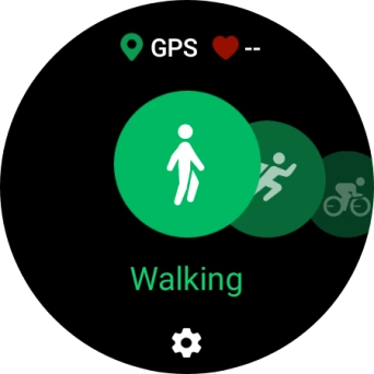 Drag your finger right or left to select the required activity.