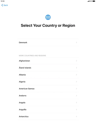 Press the required country or area.