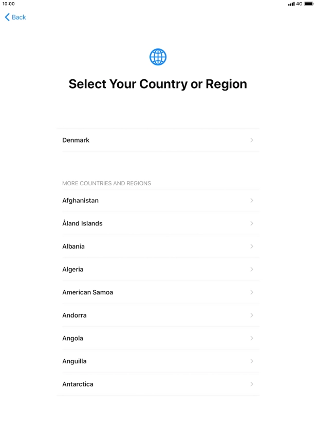 Press the required country or area.