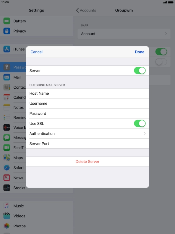 Press the indicator next to 