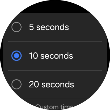 Press the required setting to choose how long the countdown should be before your smartwatch calls the emergency dispatch centre when a hard fall is detected.