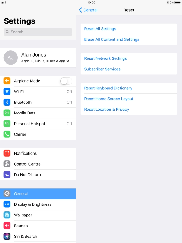 Press Reset All Settings.