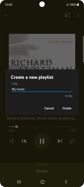 Key in a name for the playlist and press Create.