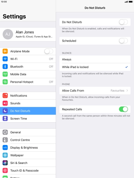 Press the indicator next to 