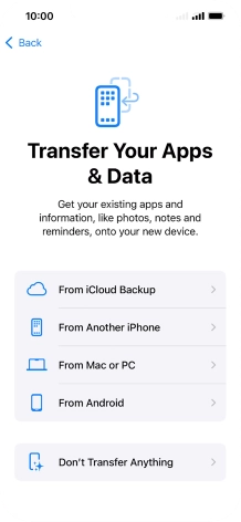 Press Don't Transfer Anything and follow the instructions on the screen to finish the activation.