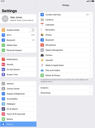 Press Location Services.