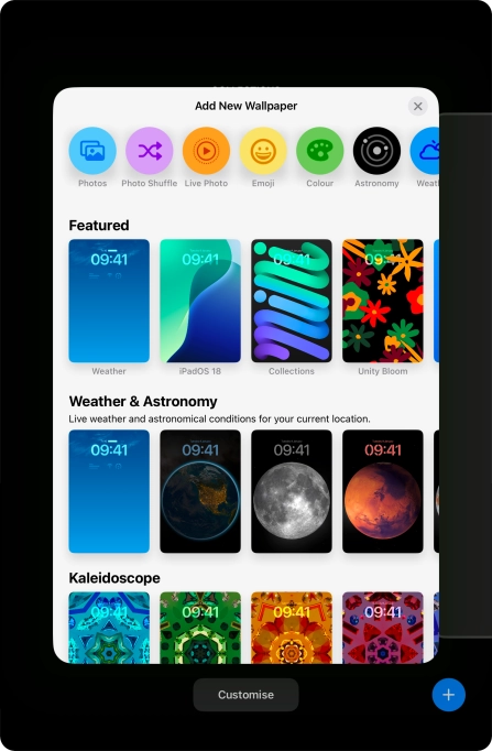 Press the required category and follow the instructions on the screen to select the required background image.