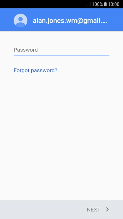 Press Password and key in the password for your Google account.
