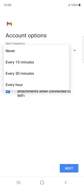 Press the required setting.