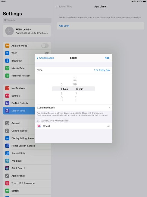 Press Customise Days.