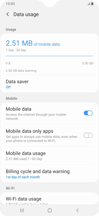 The total data usage is displayed.