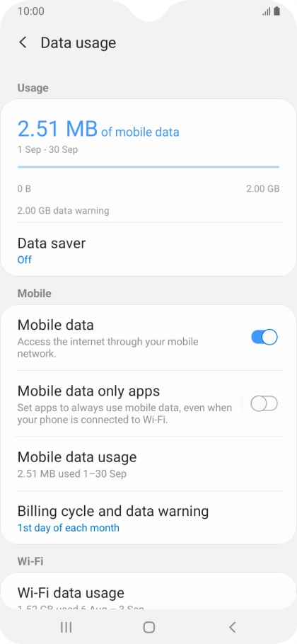 The total data usage is displayed.
