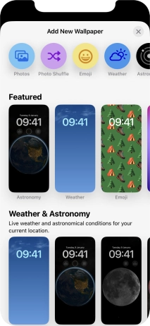 Press the required category and follow the instructions on the screen to select the required background image.