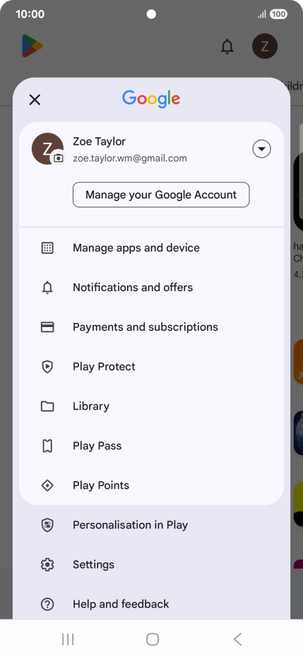Press Manage apps and device.