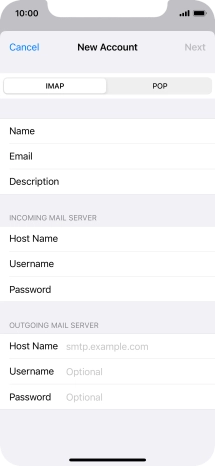 Press Host Name and key in the name of your email provider's outgoing server. Please note that if you can't send email messages when using your email provider's outgoing server, key in smtp.vodafone.net.au (Vodafone's outgoing server).