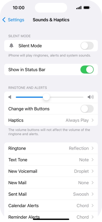 Press the indicator next to 