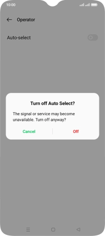 Press Off to turn off the function and wait while your phone searches for networks.