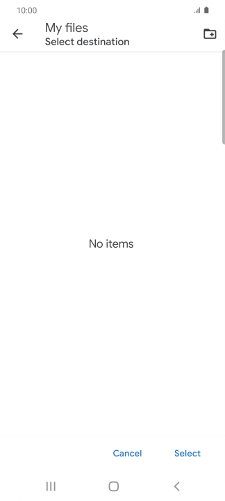 To create a new folder, press the new folder icon and follow the instructions on the screen to create a new folder.