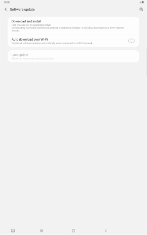Press Download and install. If a new software version is available, it's displayed. Follow the instructions on the screen to update the tablet software.