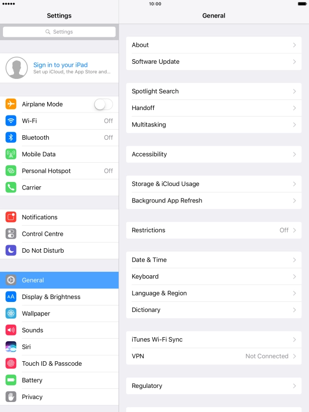 Press Sign in to your iPad.