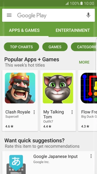 Press the search field.