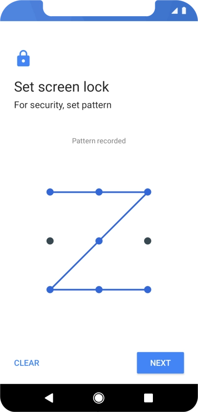 Slide your finger across the screen to connect at least four points and press NEXT.