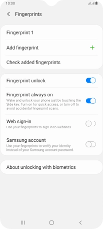 Press the required settings.