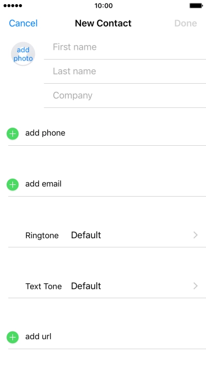 Press First name and key in the first name.