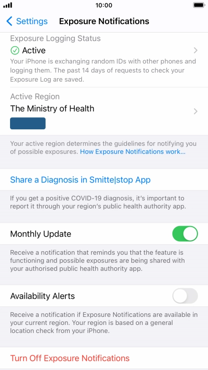 Press Exposure Logging Status.