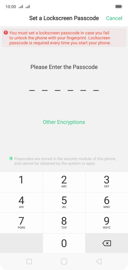 Follow the instructions on the screen to create an additional phone lock code.