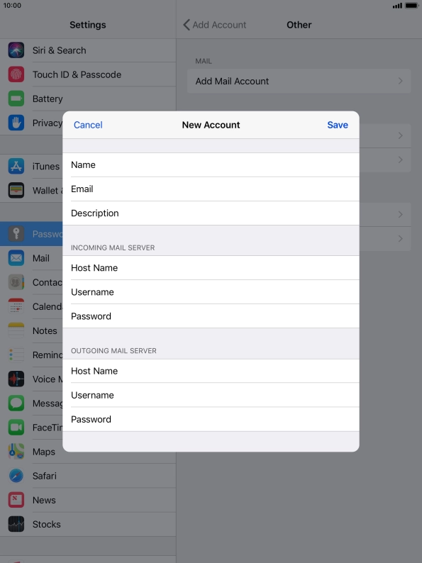 Press Save. Your email account has now been set up. To select more settings for incoming and outgoing server, proceed with the following steps.