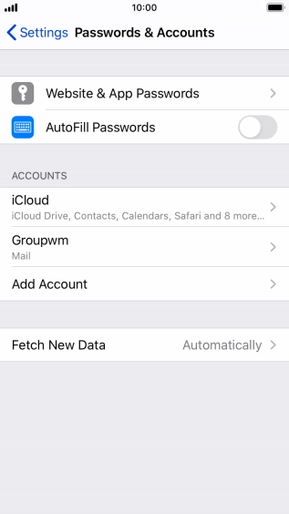 Press the name of the email account you've just set up.