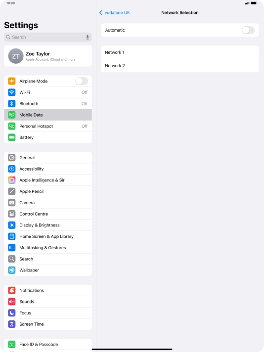 If you turn off the function, press the required network.