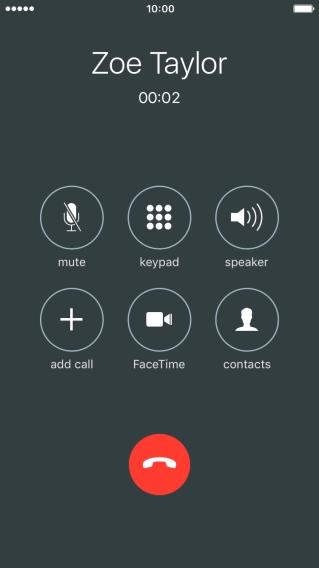 Press the end call icon to end the call and return to the home screen.